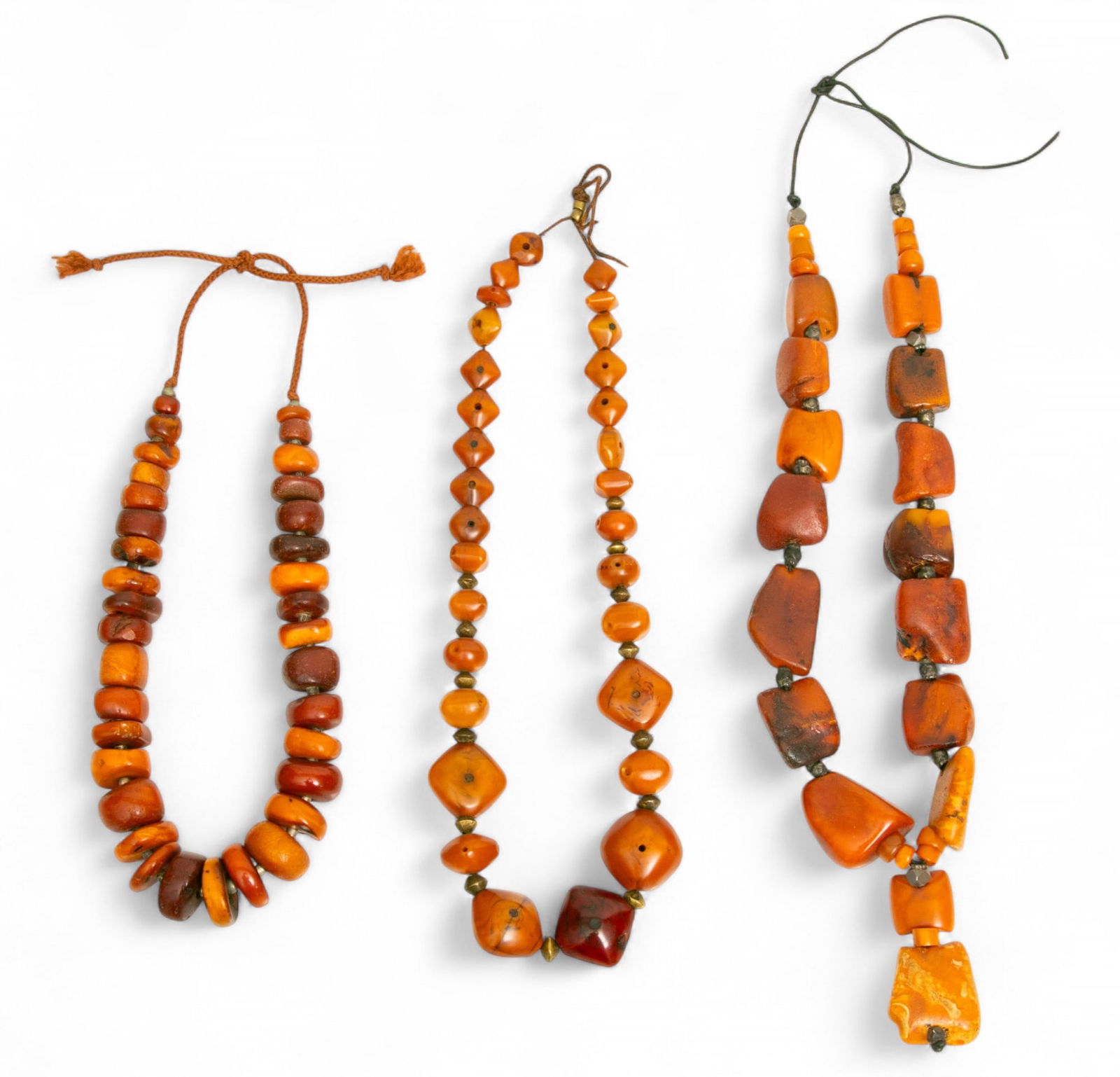 Tribal Amber Beaded Necklaces H 10" W 5" L 2" 3 PCS (1 of 4)