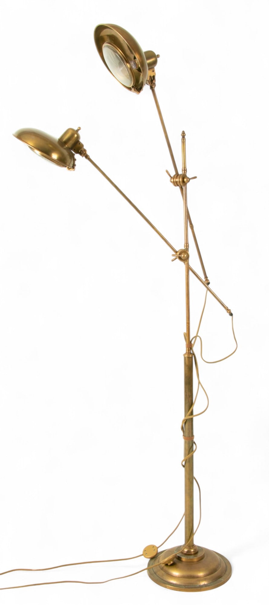 Swing Double-arm Brass Floor Lamp H 81" W 13" Depth 13" (1 of 5)