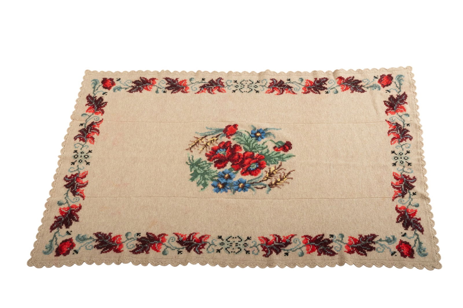 Needlepointe Wool Rug W 44" L 74" (1 of 4)