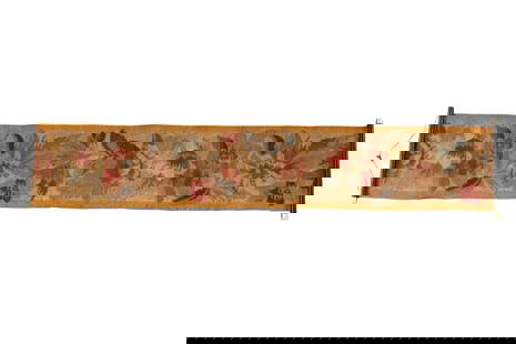 Tapestry Wool Bell Pull 19th.c., W 9.5" L 50": Tapestry Wool Bell Pull 19th.c., W 9.5" L 50" Flower motif. Provenance: Property of a Bloomfield Hills, MI private collector. Dimensions: 1 PC W 9.5" L 50"