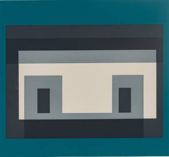 Josef Albers (AMERICAN/GERMAN, 1888-1976) Silkscreen on Wove Paper 'Variant IV (from Ten Variants)',: Josef Albers (AMERICAN/GERMAN, 1888-1976) Silkscreen on Wove Paper 'Variant IV (from Ten Variants)', H 11" W 11.75" Frame Size: H 19" W 19" From the edition of 300, unsigned, published by