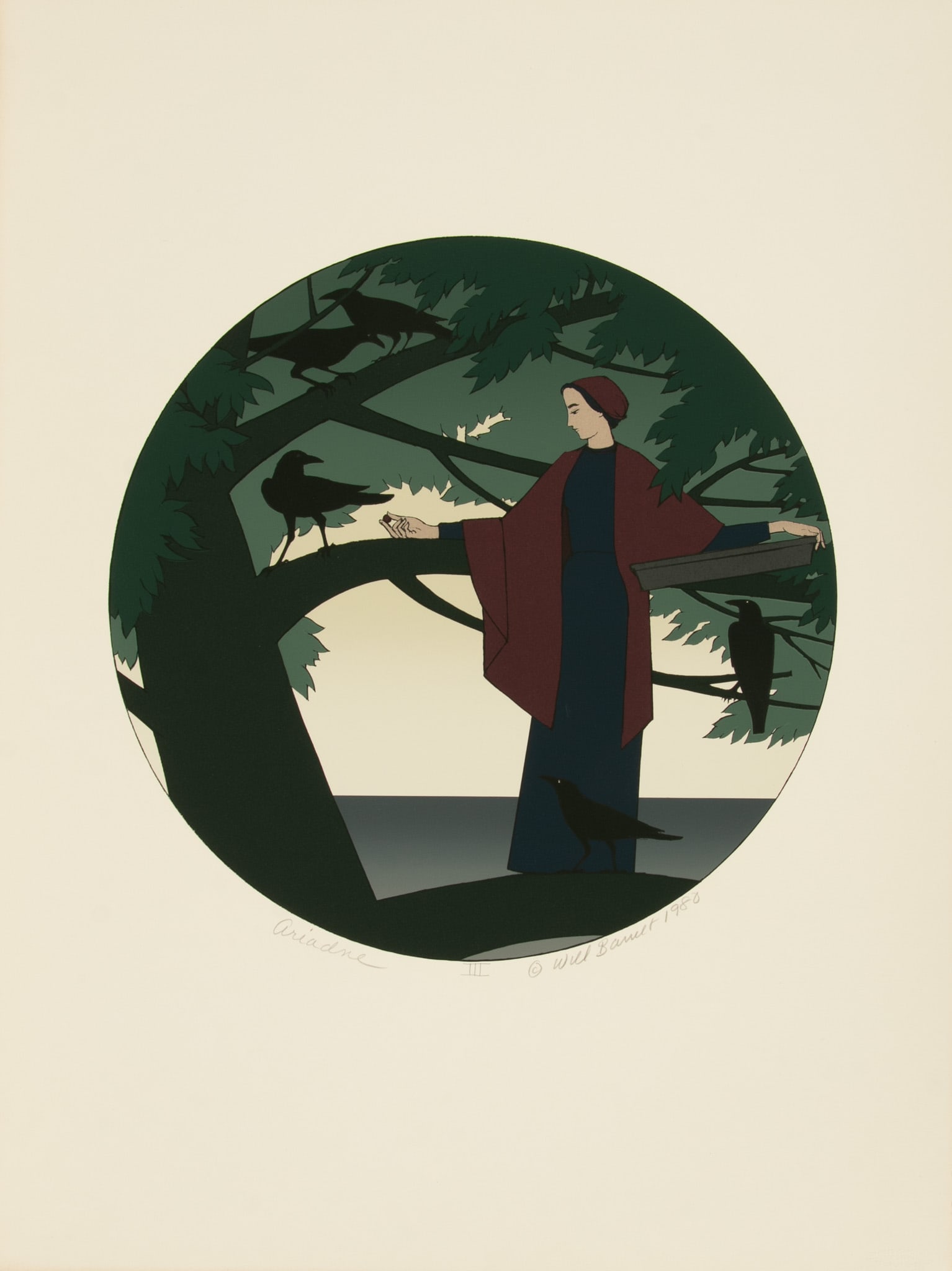 William Barnet (American, B. 1911-2012) Screenprint in Colors on Wove Paper 1980, 'Ariadne', H 29.5" (1 of 6)