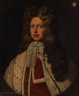 After William Aikman (Scottish, 1682-1731) Oil on Canvas, Ca. 18th C., 'Portrait of James Stuart,: After William Aikman (Scottish, 1682-1731) Oil on Canvas, Ca. 18th C., 'Portrait of James Stuart, 1st Earl of Bute', H 30" W 25" Frame Size: H 40.5" W 35" Depth 3.75" Half length portrait of James Stu