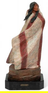 Harry Jackson (American, 1924-2011) Painted Bronze Sculpture 1989, 'Sacagawea II. [Bronze Figure of: Harry Jackson (American, 1924-2011) Painted Bronze Sculpture 1989, 'Sacagawea II. [Bronze Figure of the Indian Scout]', H 18" W 10" L 9.5" Impressed verso Harry Jackson 1989 and Harry Jackson 1980. Ha