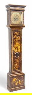 Tam Turner (English) George III Chinoiserie Tall Case 1770-1790, H 86" W 18" Depth 9.5": Tam Turner (English) George III Chinoiserie Tall Case 1770-1790, H 86" W 18" Depth 9.5" Works marked Jam Turner, London. Tall case with Chinoiserie design of figures and a garden landscape. Roman nume