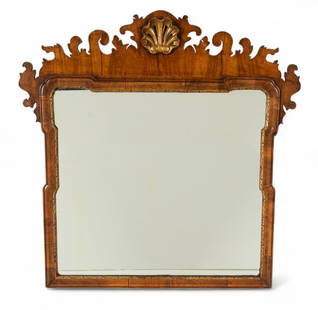 English Georgian Chippendale Rosewood And Gilt Mirror 18th C., H 29" W 28": English Georgian Chippendale Rosewood And Gilt Mirror 18th C., H 29" W 28" Surmounted by a shell form cartouche.&nbsp; Provenance:  Property from the collection of Carol Bromberg, Bloomfield Hills, MI