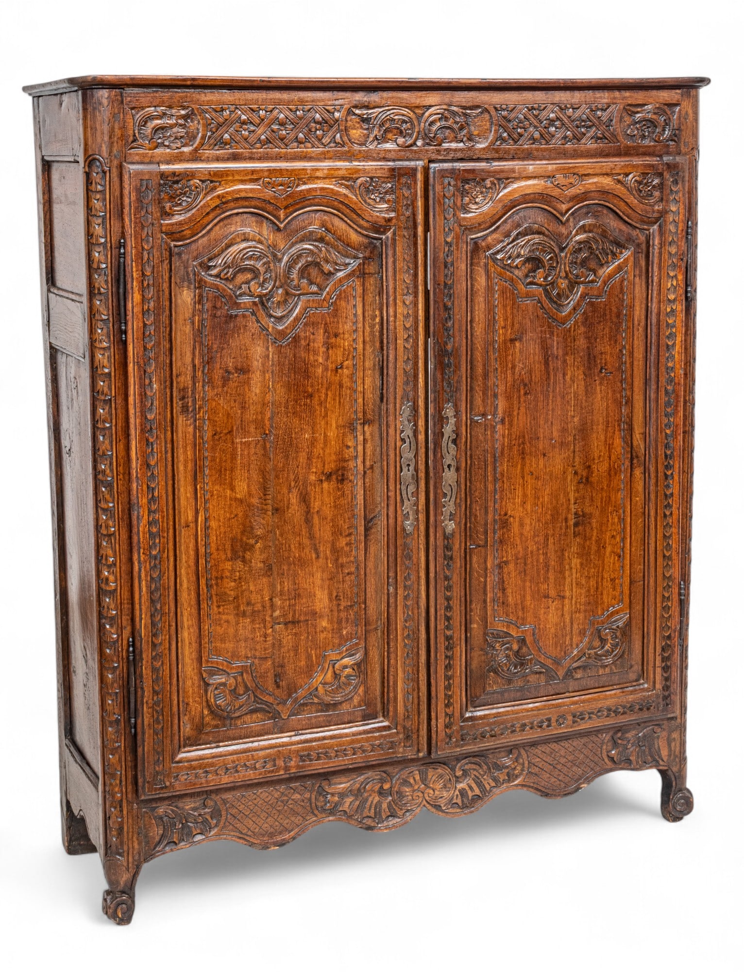 Country French Carved Walnut Diminutive Armoire, 19th Cent., H 62.5" W 52.5" Depth 17.5" (1 of 9)