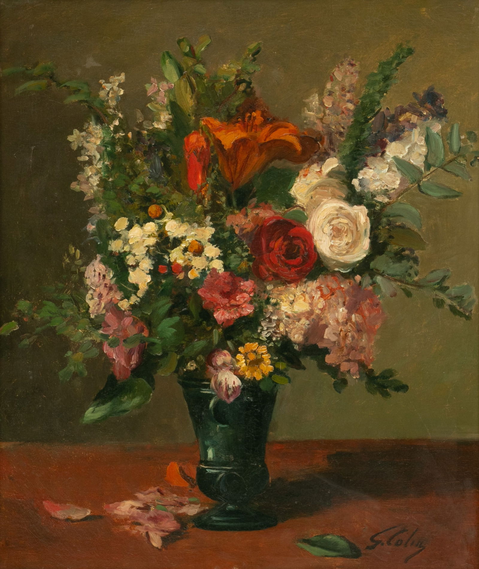 Gustave-Henri Colin (French, 1828-1910) 'Summer Bouquet', H 12" W 18" Frame Size: H 18" W 24" (1 of 7)
