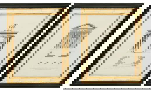 After Sir William Chambers (British, 1723-1797) Lithographs on Paper, Classical Architecture, Ca.: After Sir William Chambers (British, 1723-1797) Lithographs on Paper, Classical Architecture, Ca. 20th C., H 15" W 11.25" 2 PCS Two lithographs on paper after&nbsp;Sir William Chambers. Both depicting