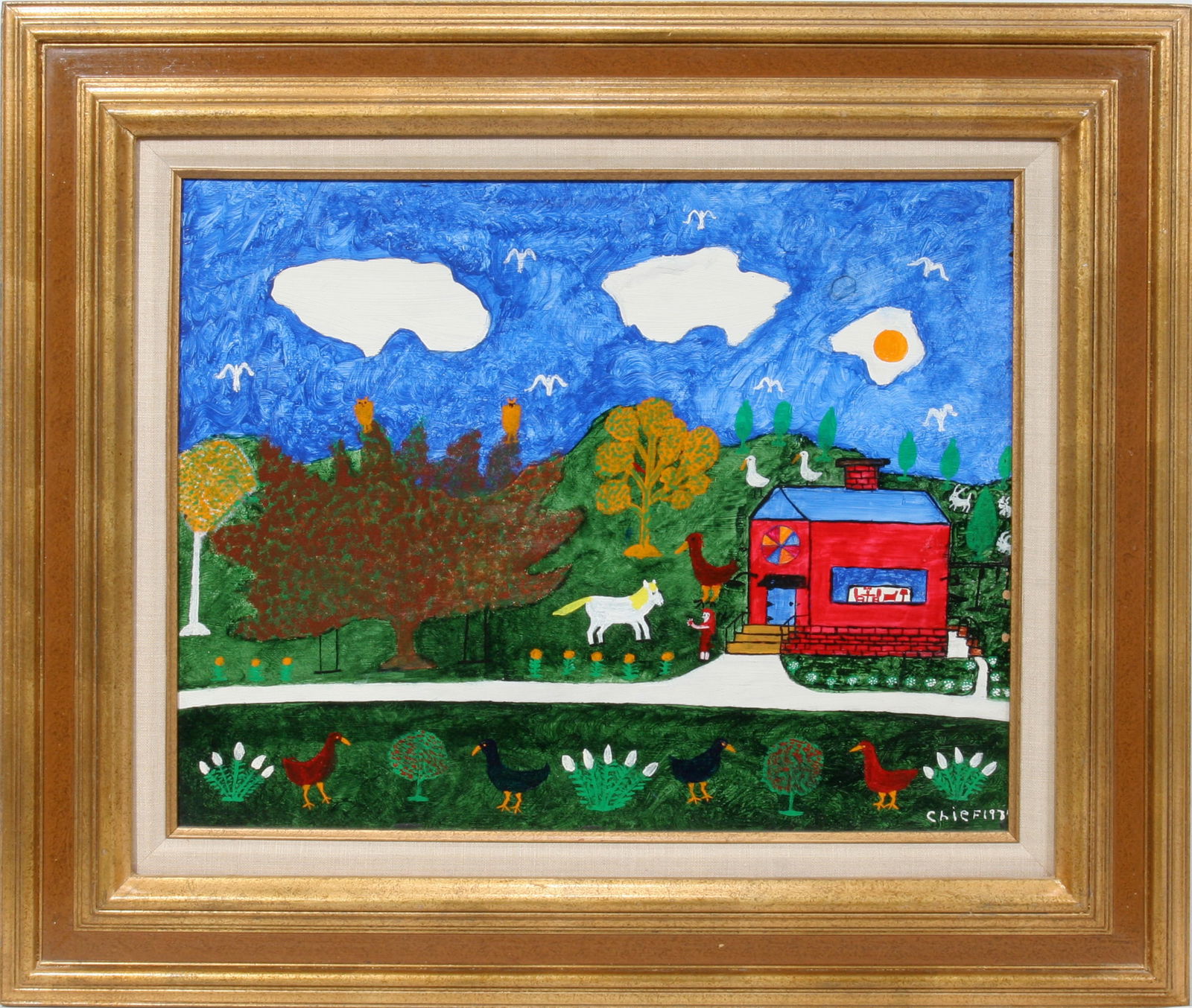 Philip LeRoy Willey (American, 1887-1980) Oil on Masonite, Ca. 1974, 'Feeding the Horse an Apple (1 of 3)