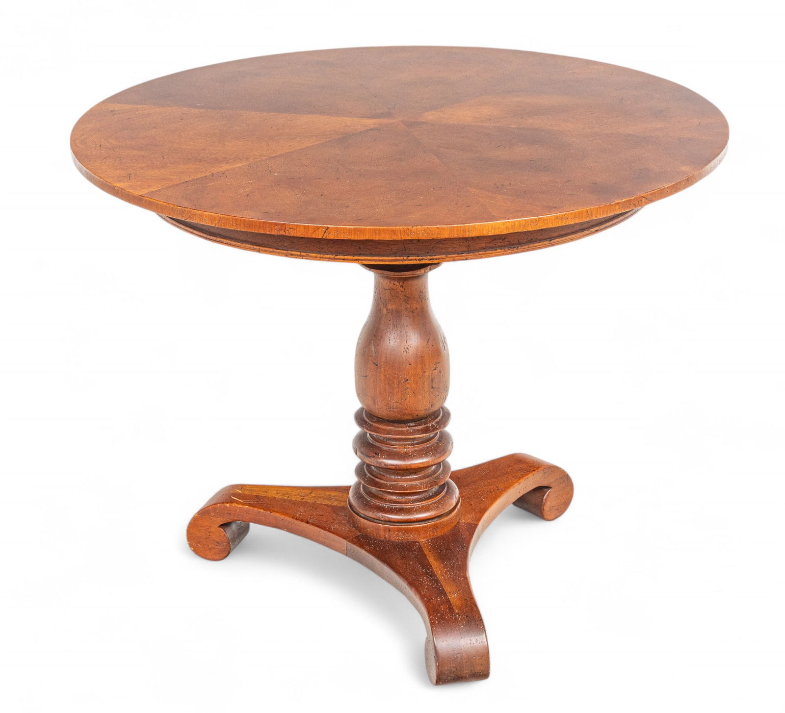 Baker Furniture (Est.1890) Milling Road Collection Carved Mahogany Round-Top Pedestal Table, H 29" (1 of 6)