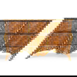 Burl Walnut with Parcel Gilt Regency Style Sideboard H 32" W 50" Depth 24": Burl Walnut with Parcel Gilt Regency Style Sideboard H 32" W 50" Depth 24" Finely carved detail highlighted in parcel gilt. Two long drawers. Provenance: Collection of Bill and Diane