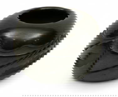 Isabella And Eugene Naranjo (Santa Clara Pueblo) Black on Black Pottery Bowl H 3.25" Dia. 4.5": Isabella And Eugene Naranjo (Santa Clara Pueblo) Black on Black Pottery Bowl H 3.25" Dia. 4.5" Signed on the underside: Isabel & Eugene Naranjo, Santa Clara Pueblo, N. Mex. Black on black va