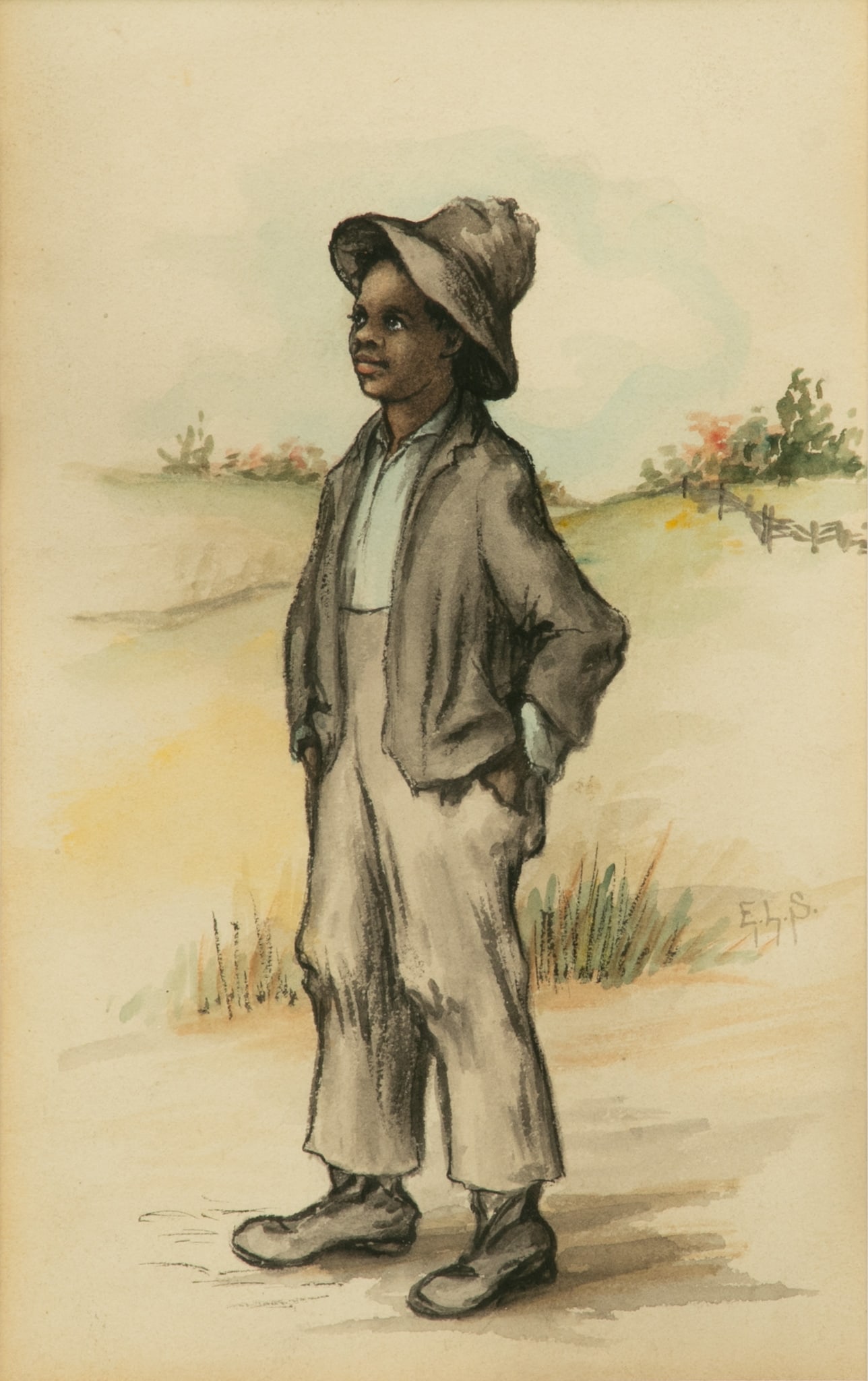 Eloise Lee Sherman Watercolor 1910, 'Illustration for Plantation Poems', Includes 2 Books H 8.5" W (1 of 9)