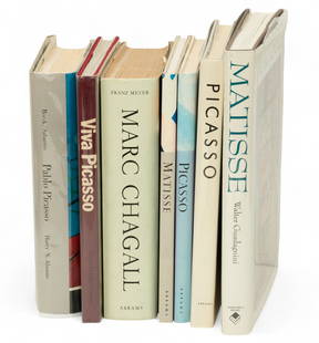 Modern Master Art Books Box of Books H 13.75" W 11" 7 PCS: Modern Master Art Books Box of Books H 13.75" W 11" 7 PCS Matisse by Walter Guadagnini, Picasso by Hans. L.C. Jaffe Revised 1982, Matisse by John Jacobus, Picasso by Hans. L.C. Jaffe Published 1983, M