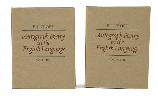 Group of Poetry Books Art Books H 13.5" W 10.5" 2 PCS: Group of Poetry Books Art Books H 13.5" W 10.5" 2 PCS Autograph Poetry in the English Language Volume I limited edition of 1,500 by&nbsp;P.J. Croft ,&nbsp;Autograph Poetry in the English Language Volu