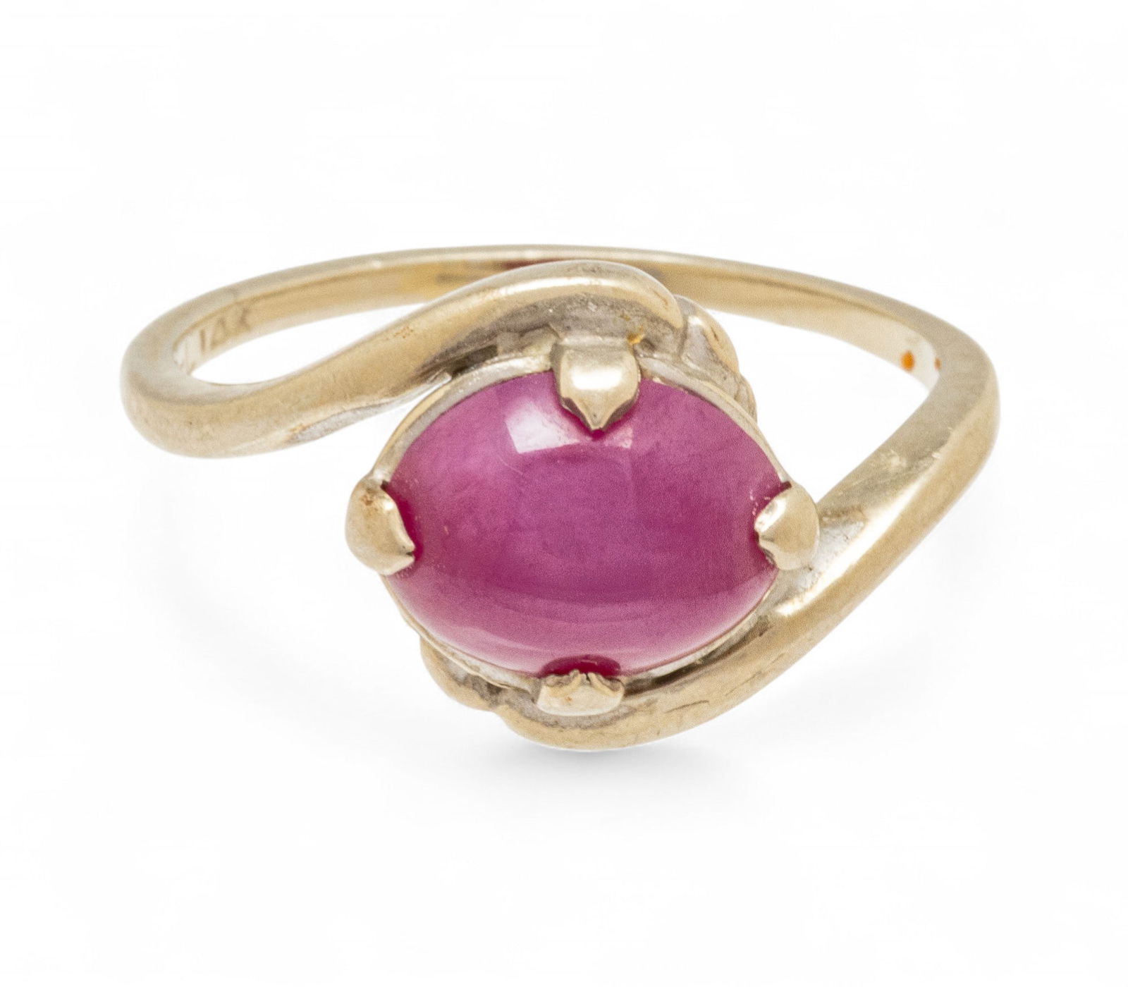 14k White Gold, Pink Star Sapphire Lady's Ring, 1950, Size 6.75 3 g (1 of 7)