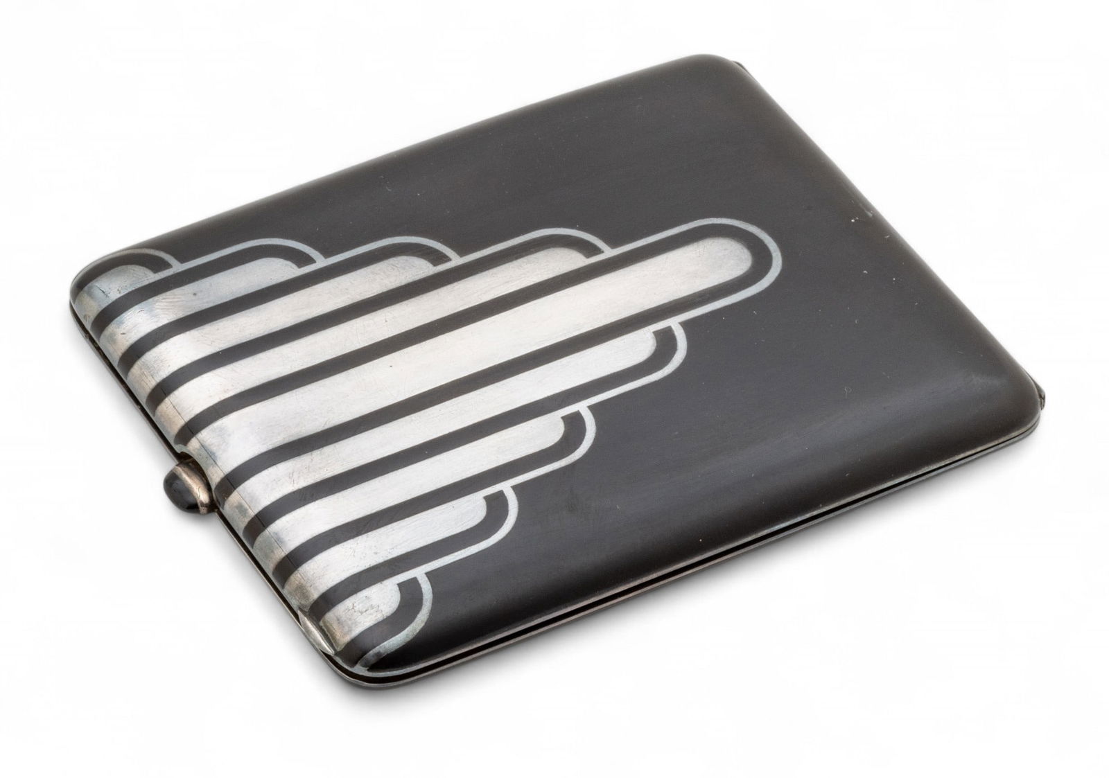 Alfred Dunhill Paris, Art Deco Style Sterling Silver And Black Enamel Cigarette Case W 3.25" L 4" (1 of 6)
