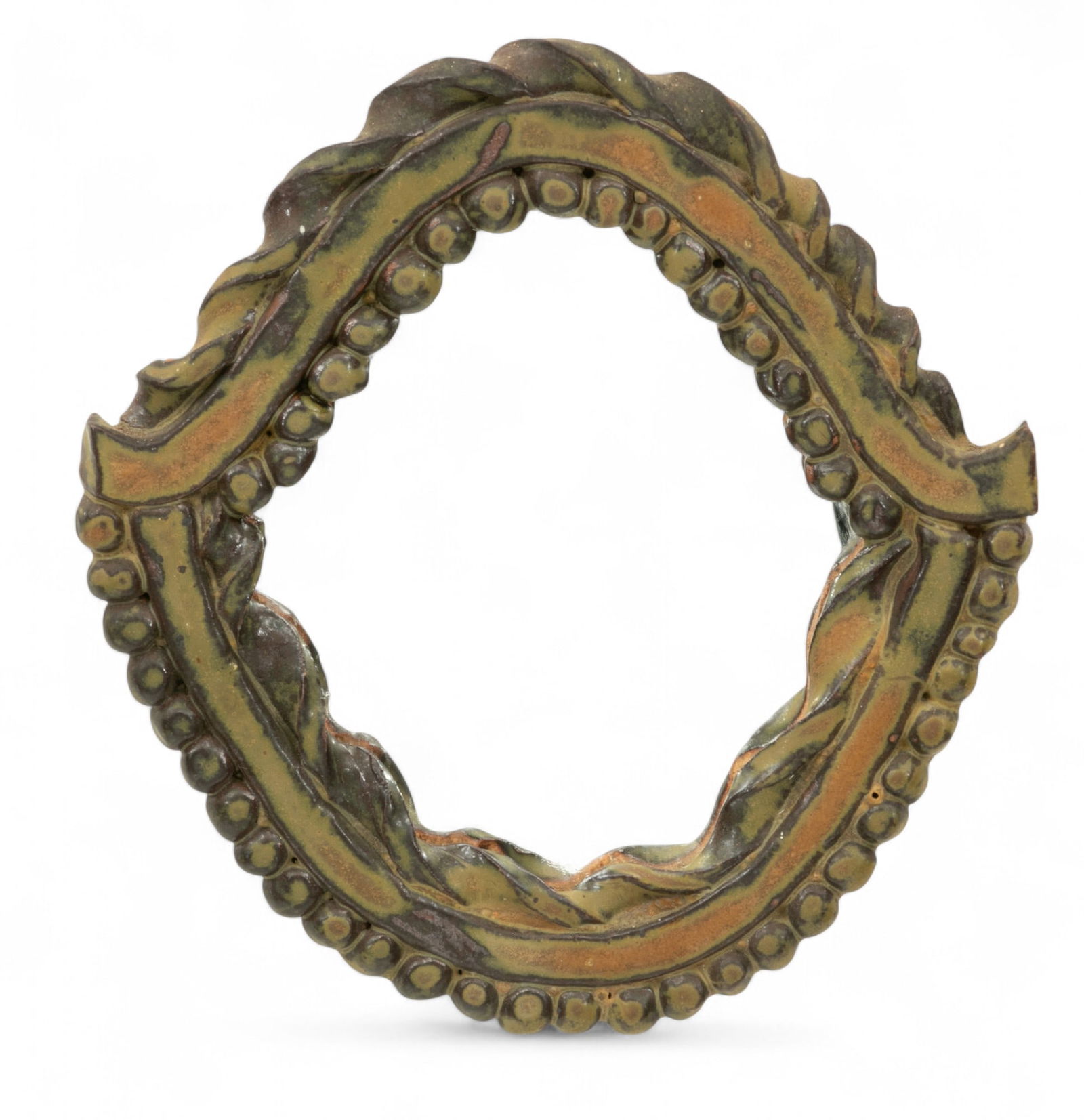 John Glick (American, MI, 1938-2017) Art Pottery Wall Mirror H 9" W 9" (1 of 2)
