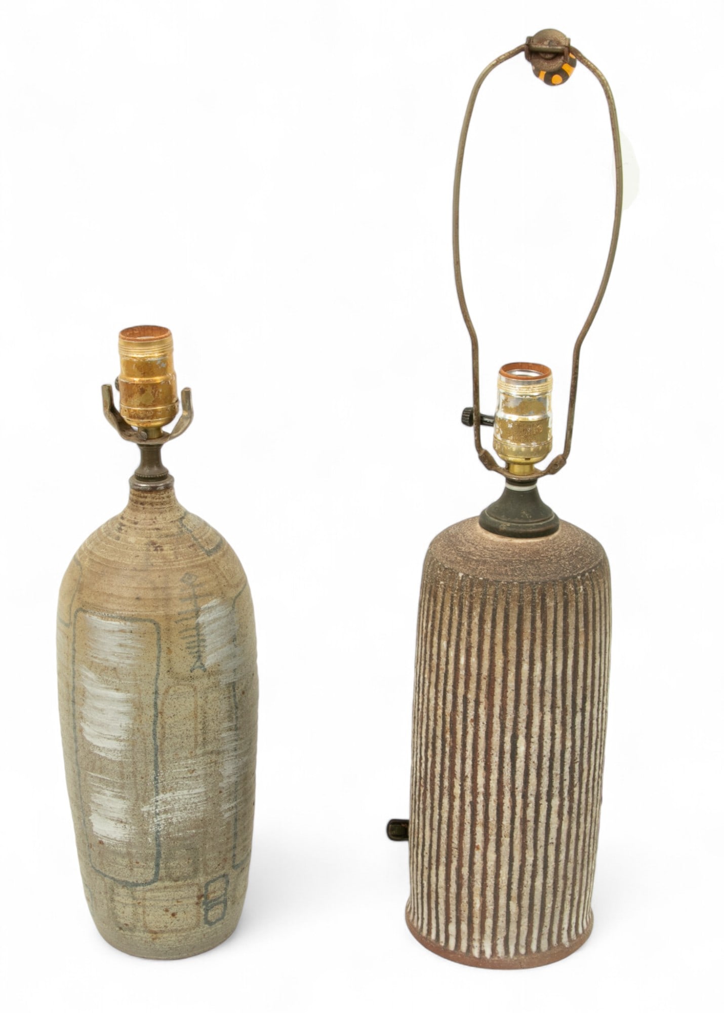 Danish Mid-Century Pottery Table Lamps 1930-1940, H 12" 2 PCS (1 of 2)