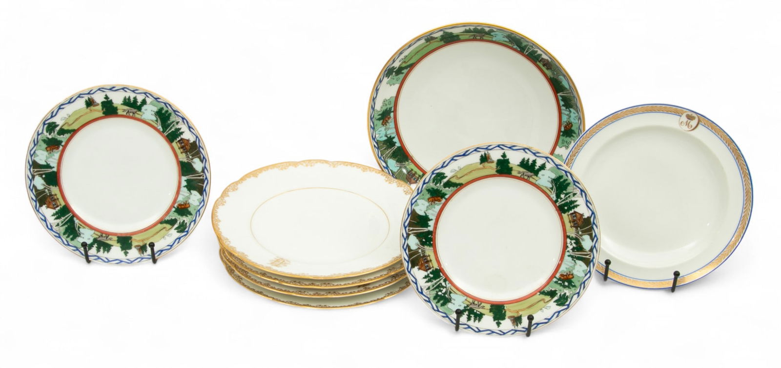 Kornilov Brothers (Russian) Porcelain Plate Grouping, Ca. 1900, 8 PCS (1 of 8)