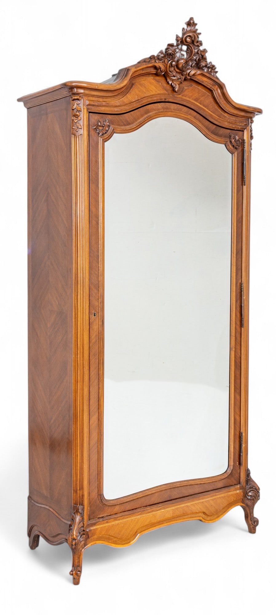 French Louis XV Style Walnut Armoire, Ca. 1880, H 96" W 44" Depth 19.5" (1 of 9)