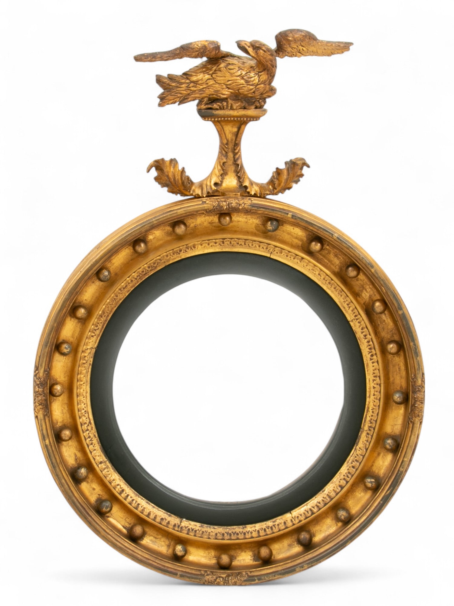American Gilded Wood Bullseye Mirror, Ca. 1900, H 34" W 24" (1 of 3)