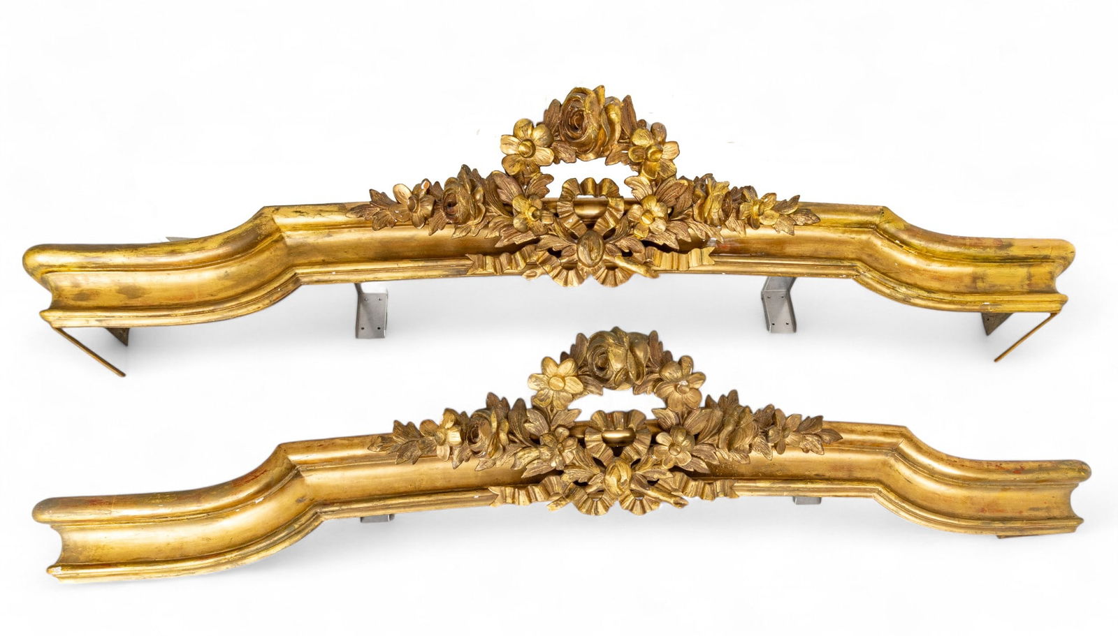 Pair of French Gold Leaf Bed Crowns, Ca. 1900, H 11.5" W 66" Depth 15" (1 of 6)
