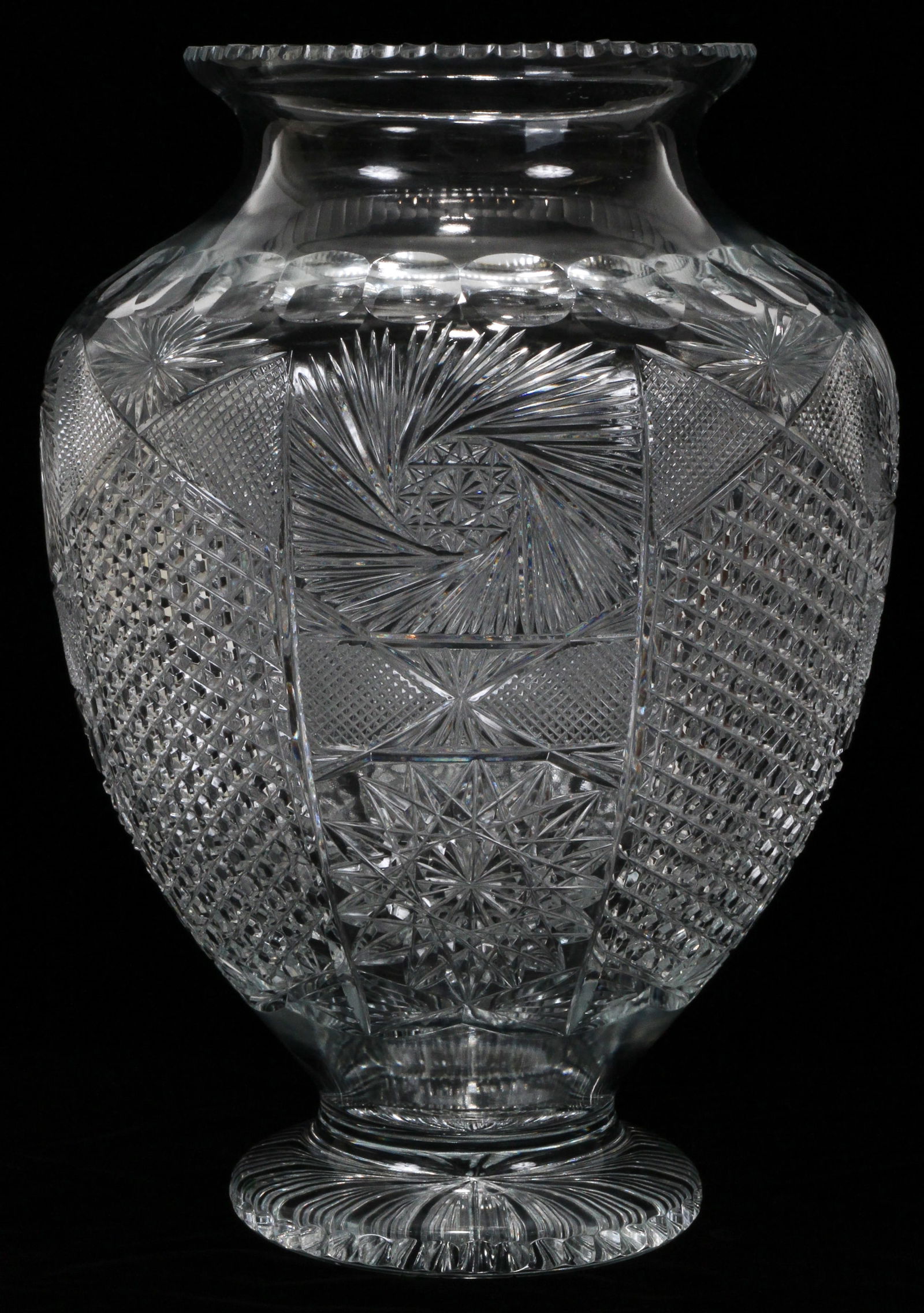 American Cut Crystal Pedestal Vase 20th C., H 16.5" Dia. 11" (1 of 1)