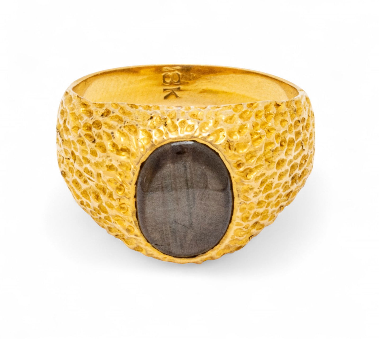 Black Star Sapphire And 18K Yellow Gold Men's Ring Size 9 8 g (1 of 6)