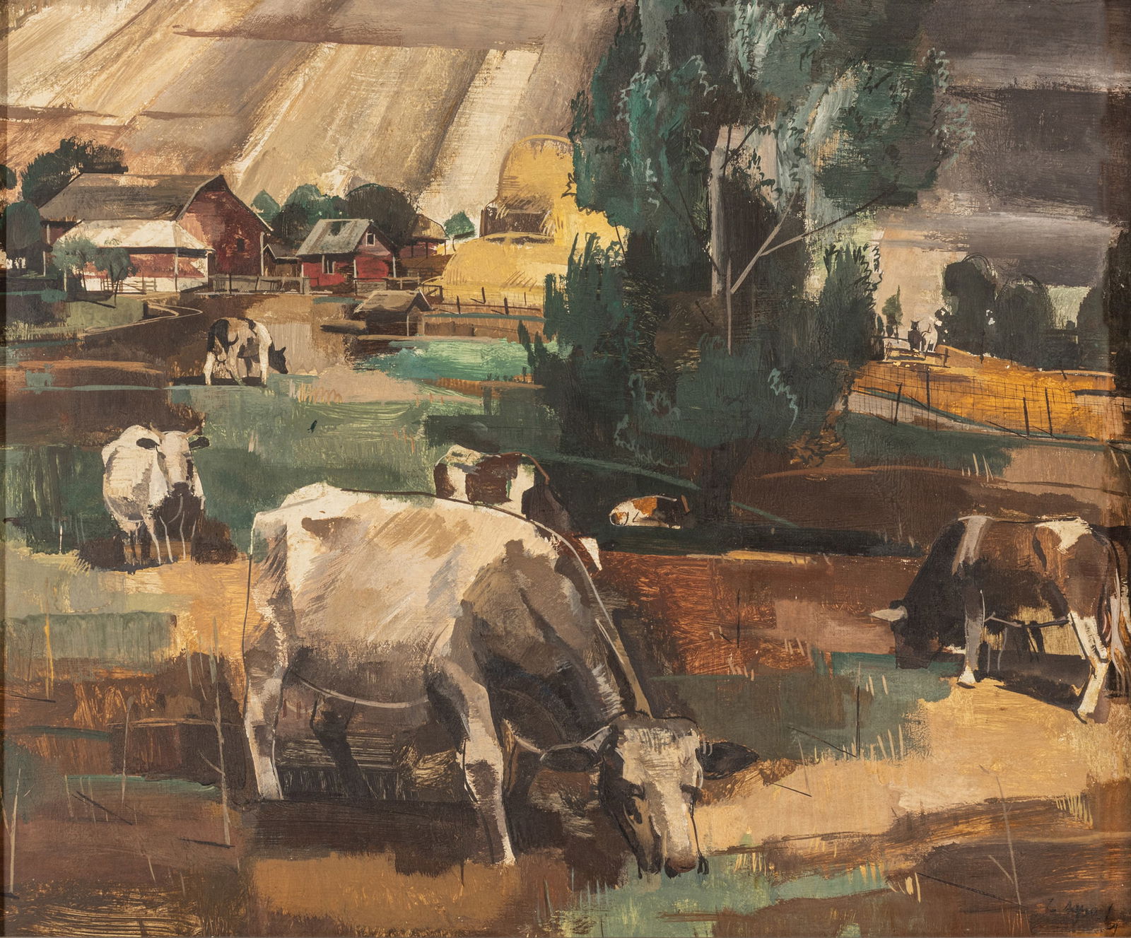 Zoltan Sepeshy (American, 1898-1953) Tempera on Masonite, Ca. 1940, 'Untitled (Rural Landscape)', H (1 of 8)