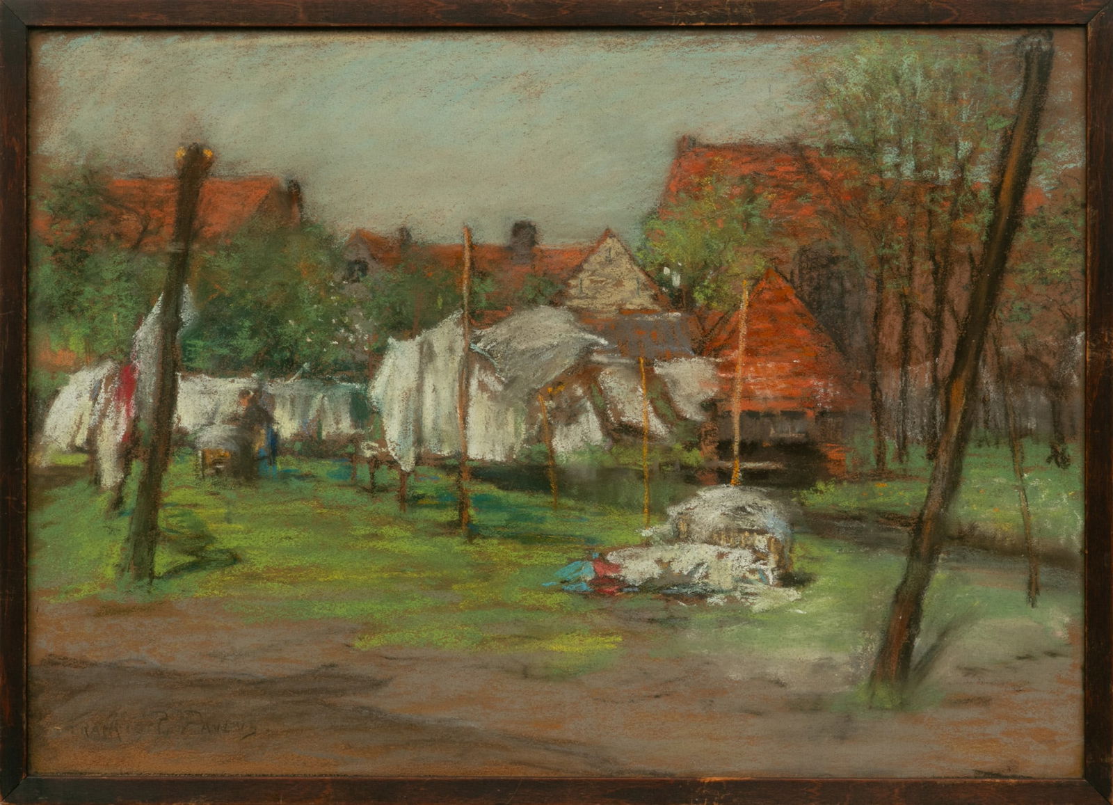 Francis Peter Paulus (American, 1862-1933) Pastel And Gouache on Paper 1910-1915, 'Wash Day, (1 of 4)