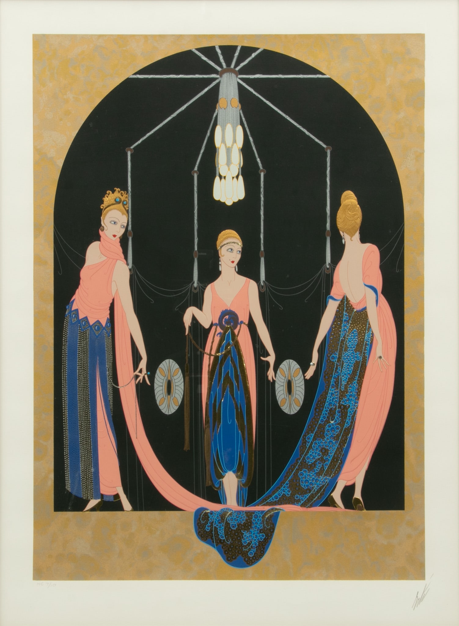 Erte (French, 1892-1990) Screenprint in Colors with Embossing And Metallic Foil on Wove Paper 1985, (1 of 8)