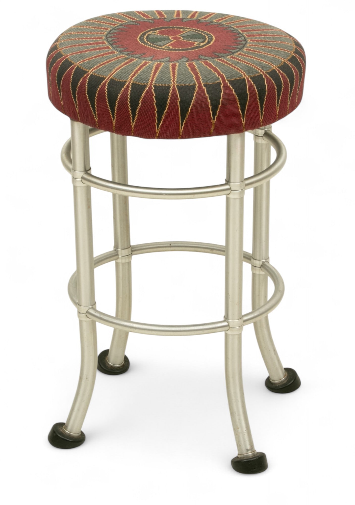Warren Mcarthur Machine Age Aluminum Stool, Ca. 1930's, H 23.5" Dia. 14.75" (1 of 3)