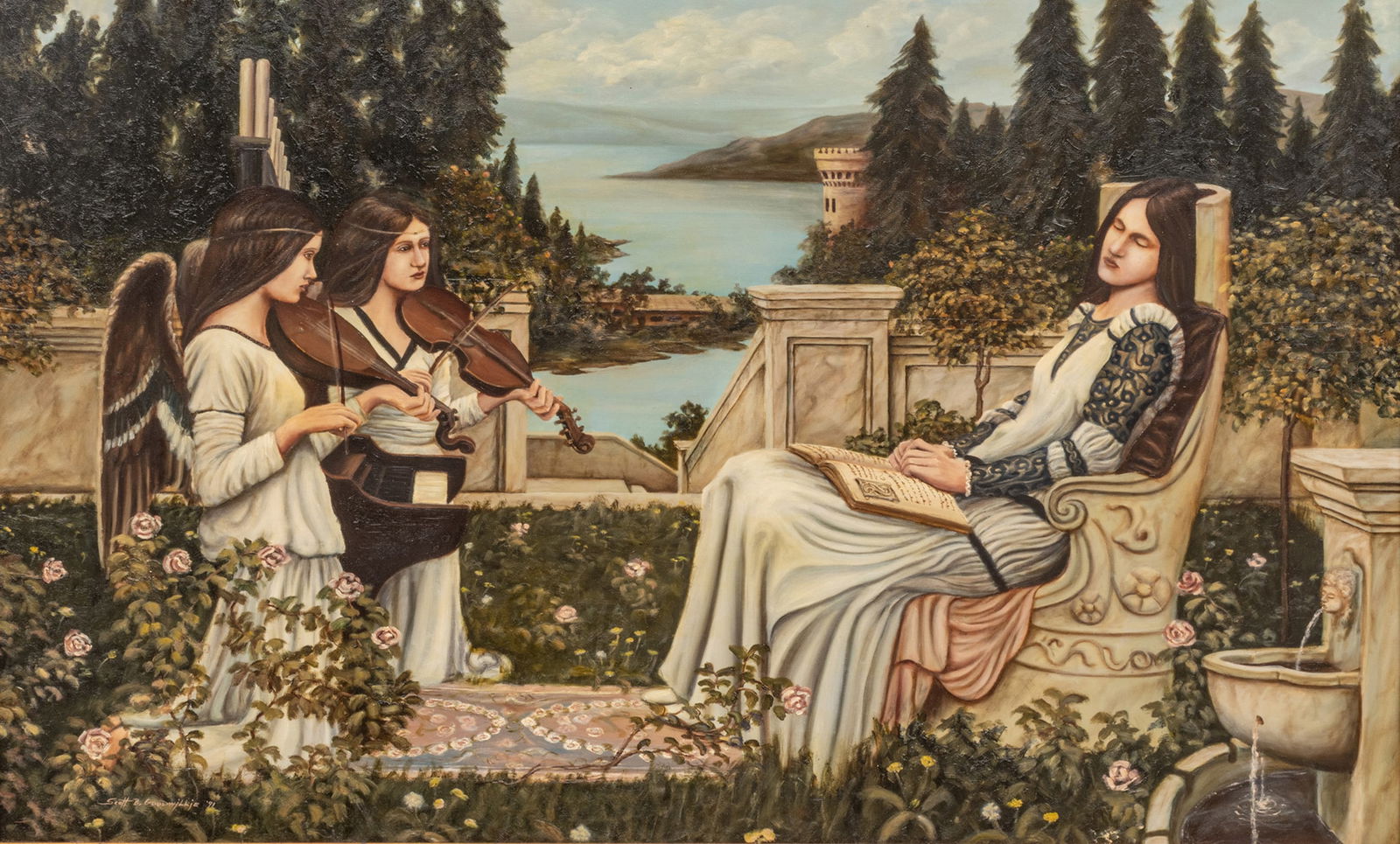 Scott B. Goodwillie (American, B. 1964) After John William Waterhouse, Oil on Canvas, 1991, 'Saint (1 of 9)