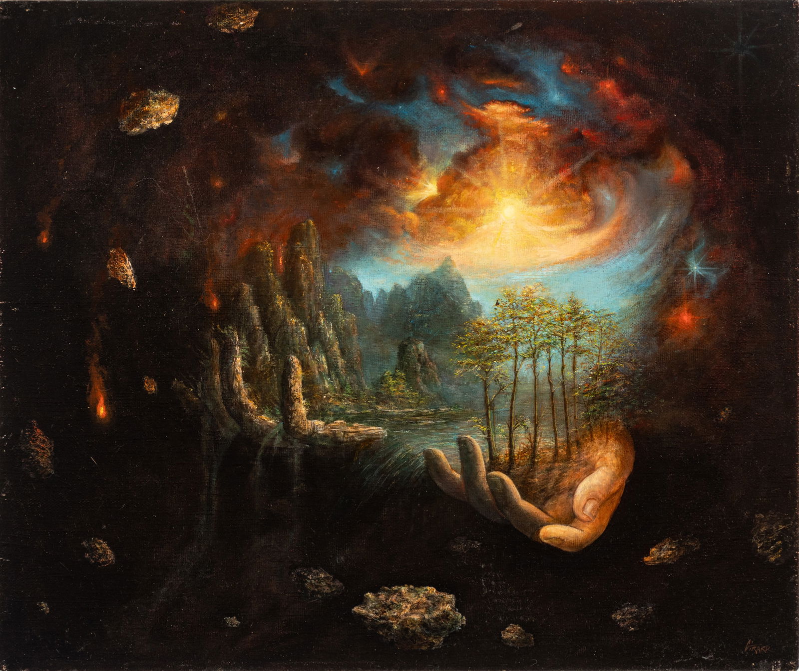 William J. Girard (American, 1940-2011) Oil on Canvas 2007, 'Mystic Landscape', H 20" W 24" (1 of 7)