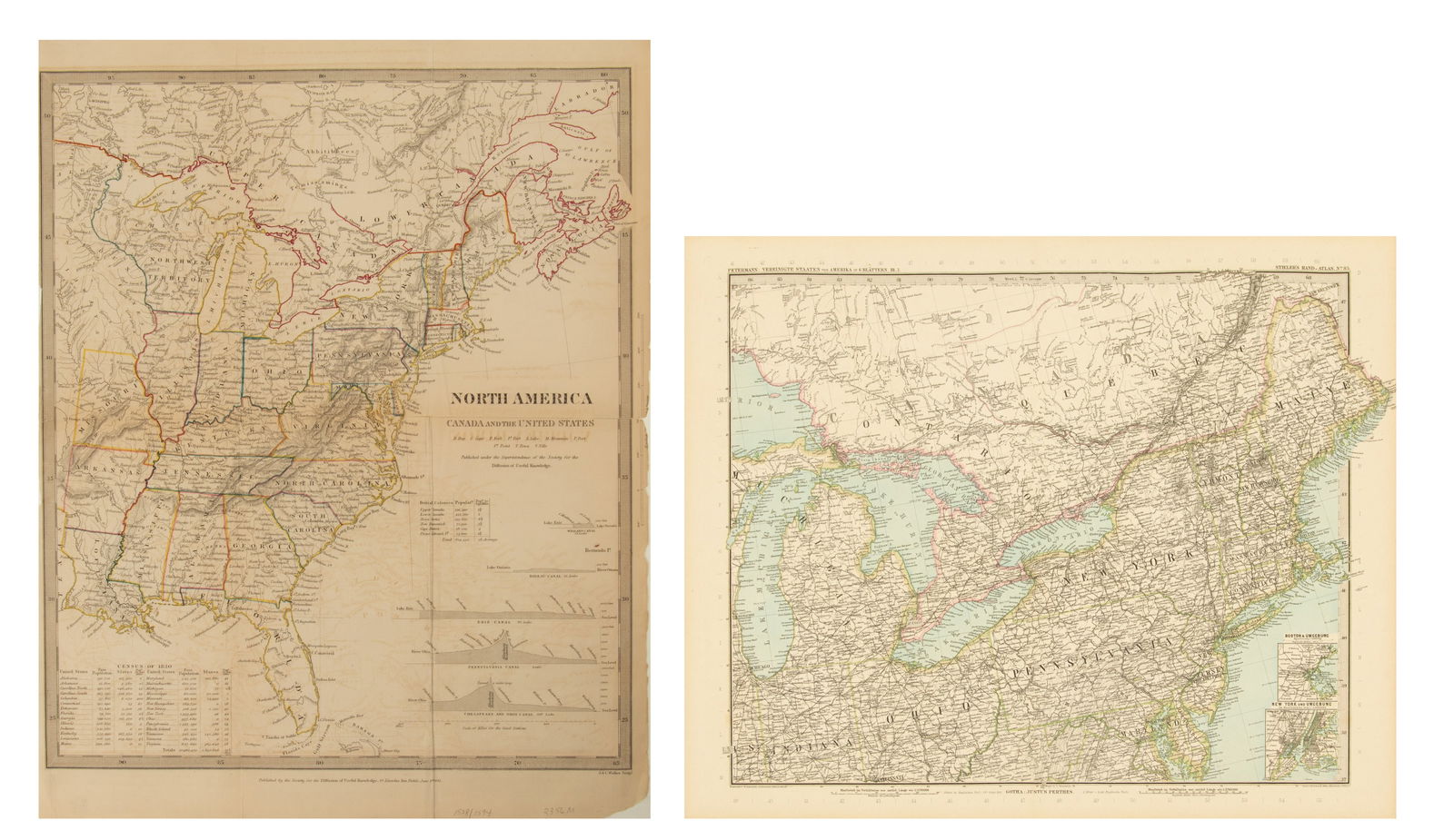 Two Hand Colored Maps of the Eastern United States, Ca. 19th C., 2 PCS (1 of 10)