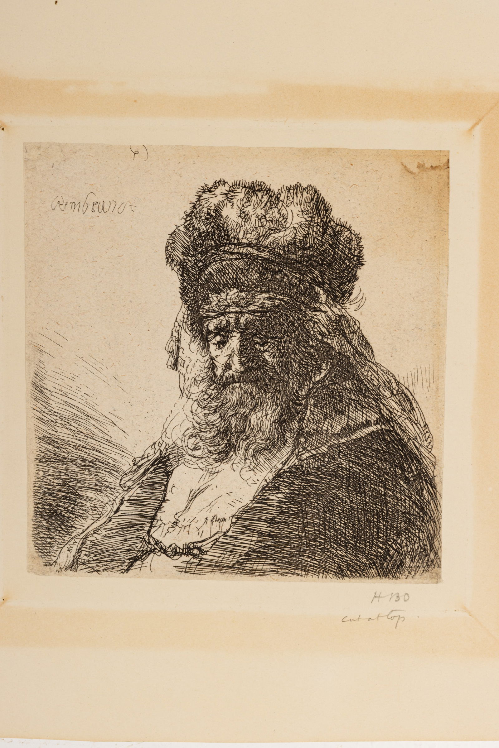 After Rembrandt Van Rijn (Dutch, 1606-1669) Heliogravure on Paper, Laid Down 19th Century, 'Old (1 of 9)