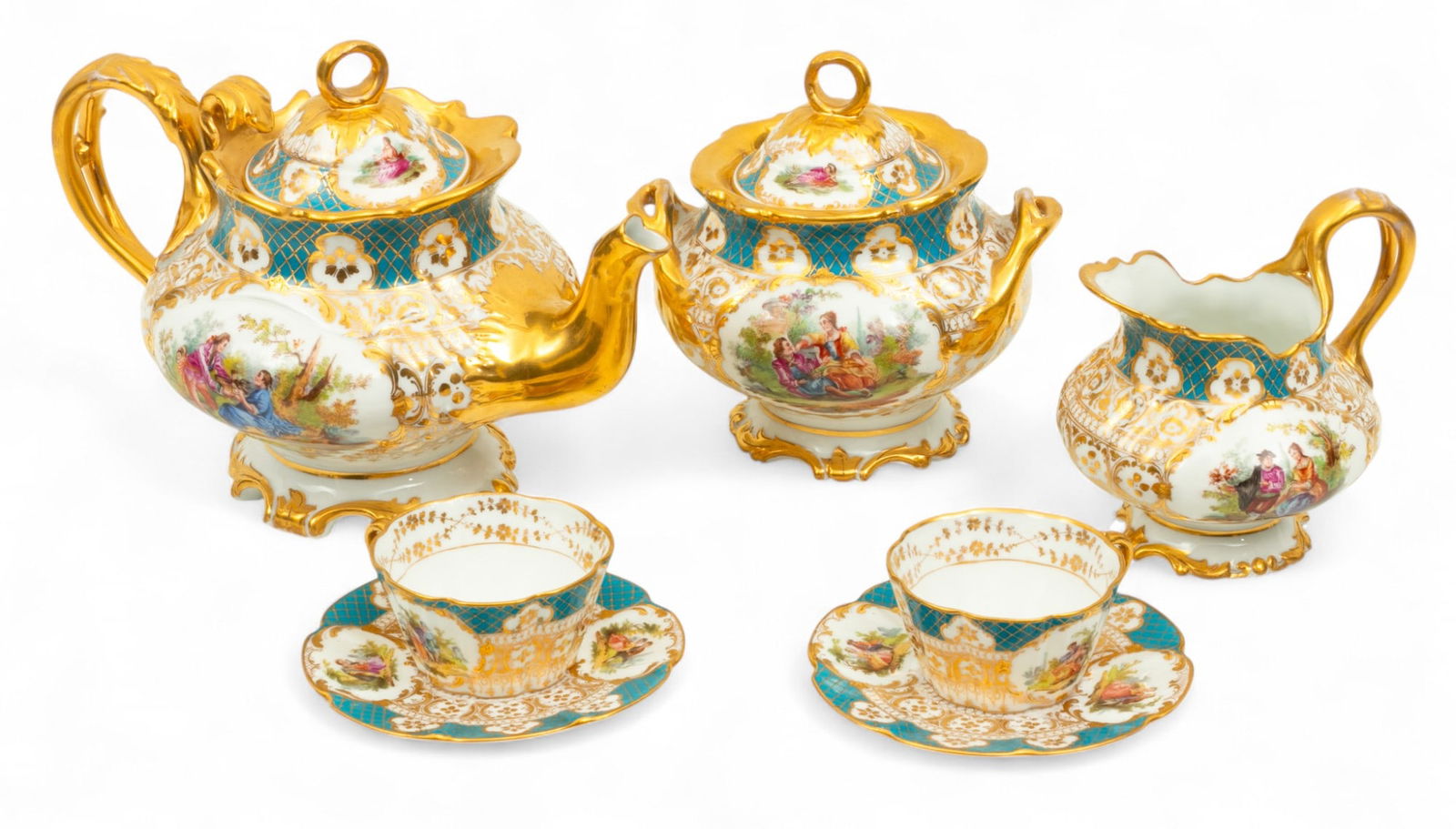 Dresden Porcelain (Germany) Seven-Piece Tea Set 1910, 7 PCS (1 of 13)