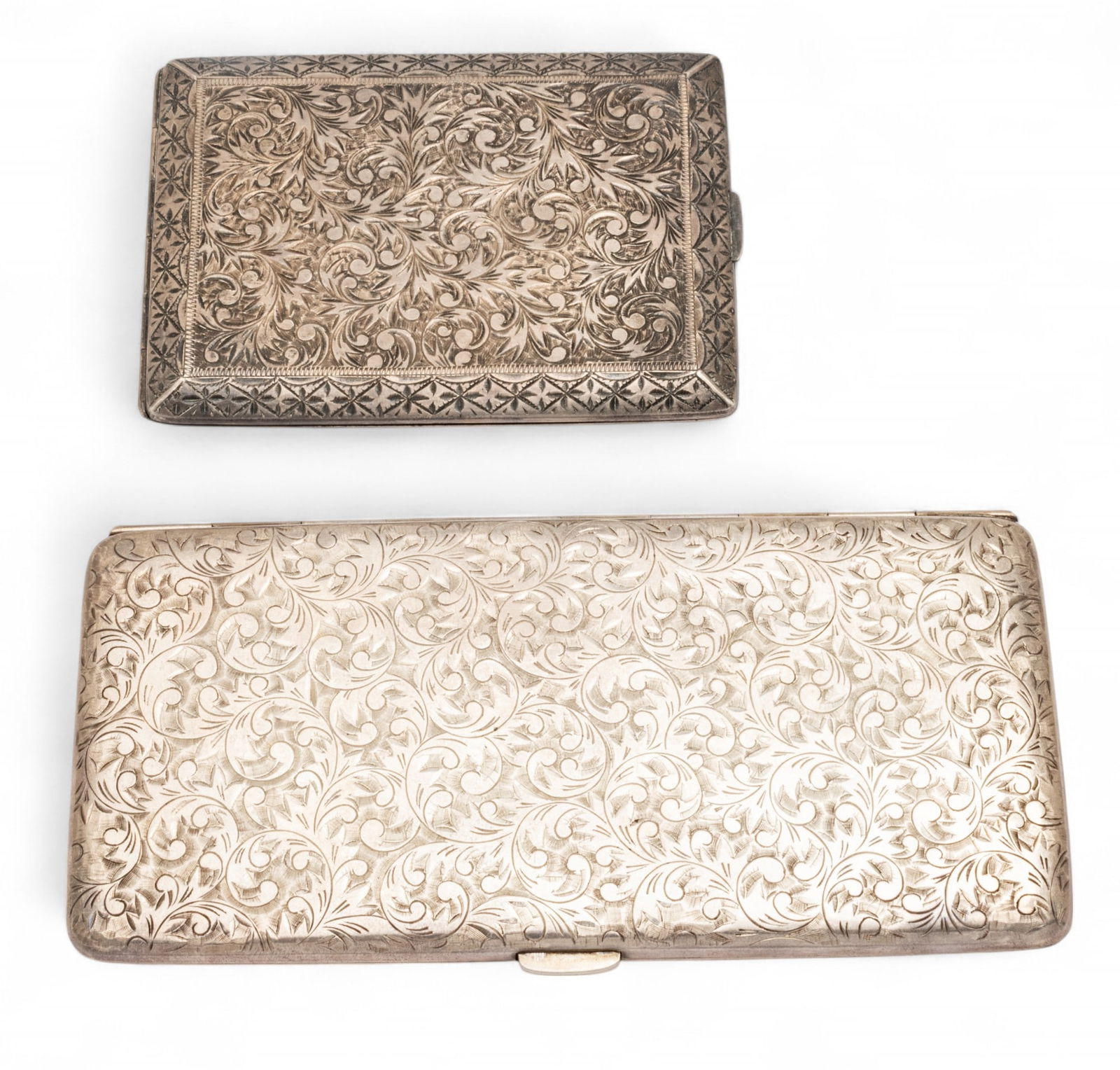 Sterling Silver Cigarette Cases 1920-1930, W 3" L 6.5" 2 PCS (1 of 10)