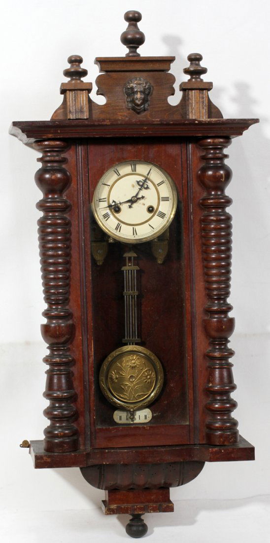 JUNGHANS GERMAN WALL CLOCK, H 35", W 16", L 7"