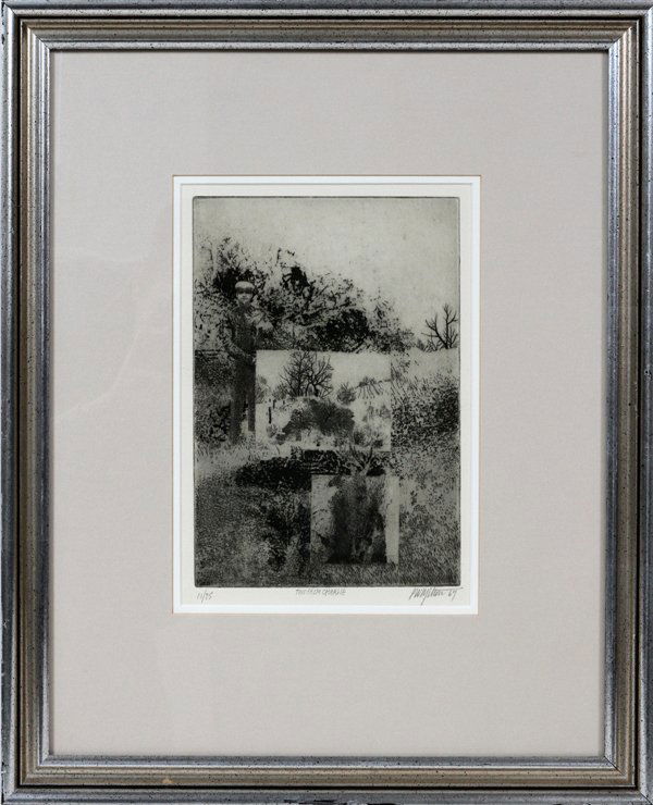 PETER MILTON, ETCHING, "TWO FROM CHARLIE": PETER MILTON, ETCHING 8.8" X 6" "TWO FROM CHARLIE":Pencil signed. Framed.