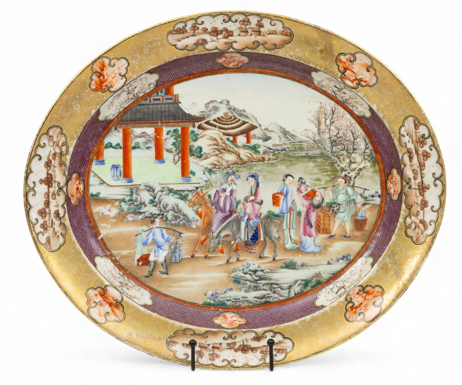Chinese Export Famille Rose 'Rockefeller' Pattern Porcelain Platter, Ca. Late 18th/early 19th C., H