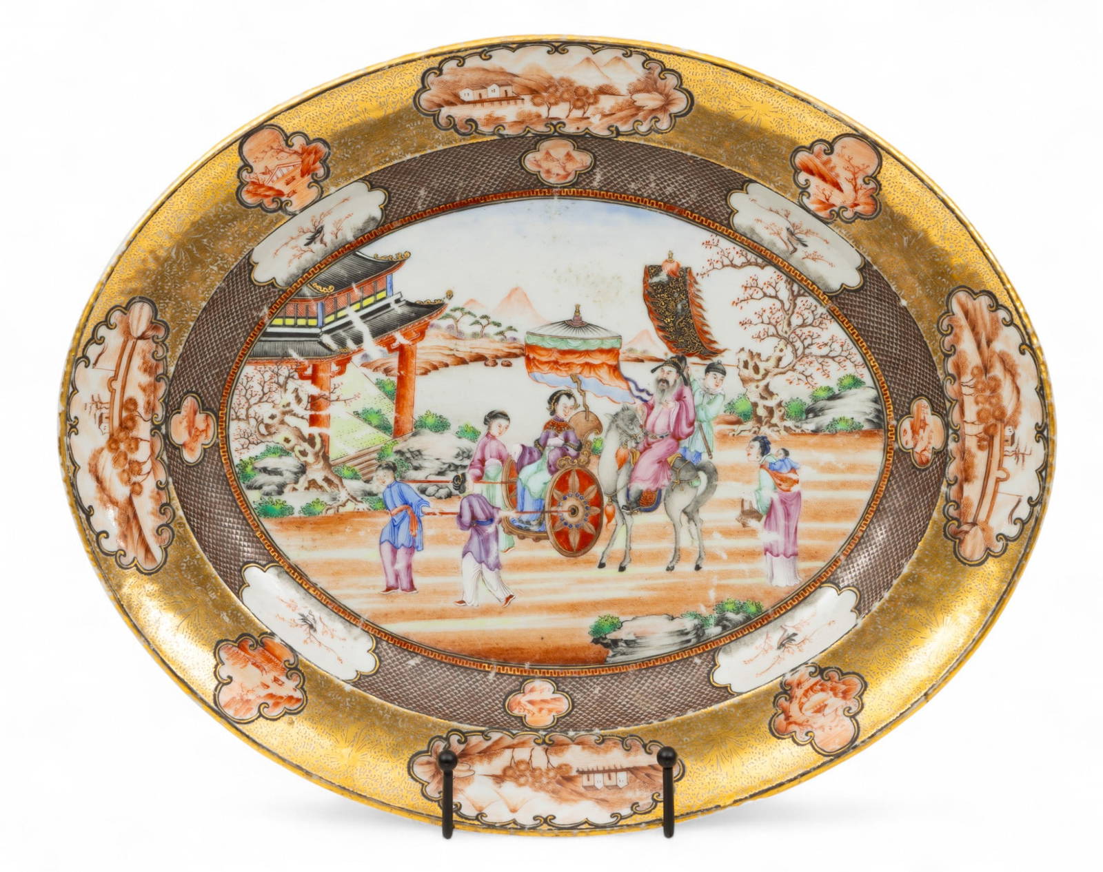 Chinese Export Famille Rose 'Rockefeller' Pattern Porcelain Platter, Ca. Late 18th/early 19th C., H