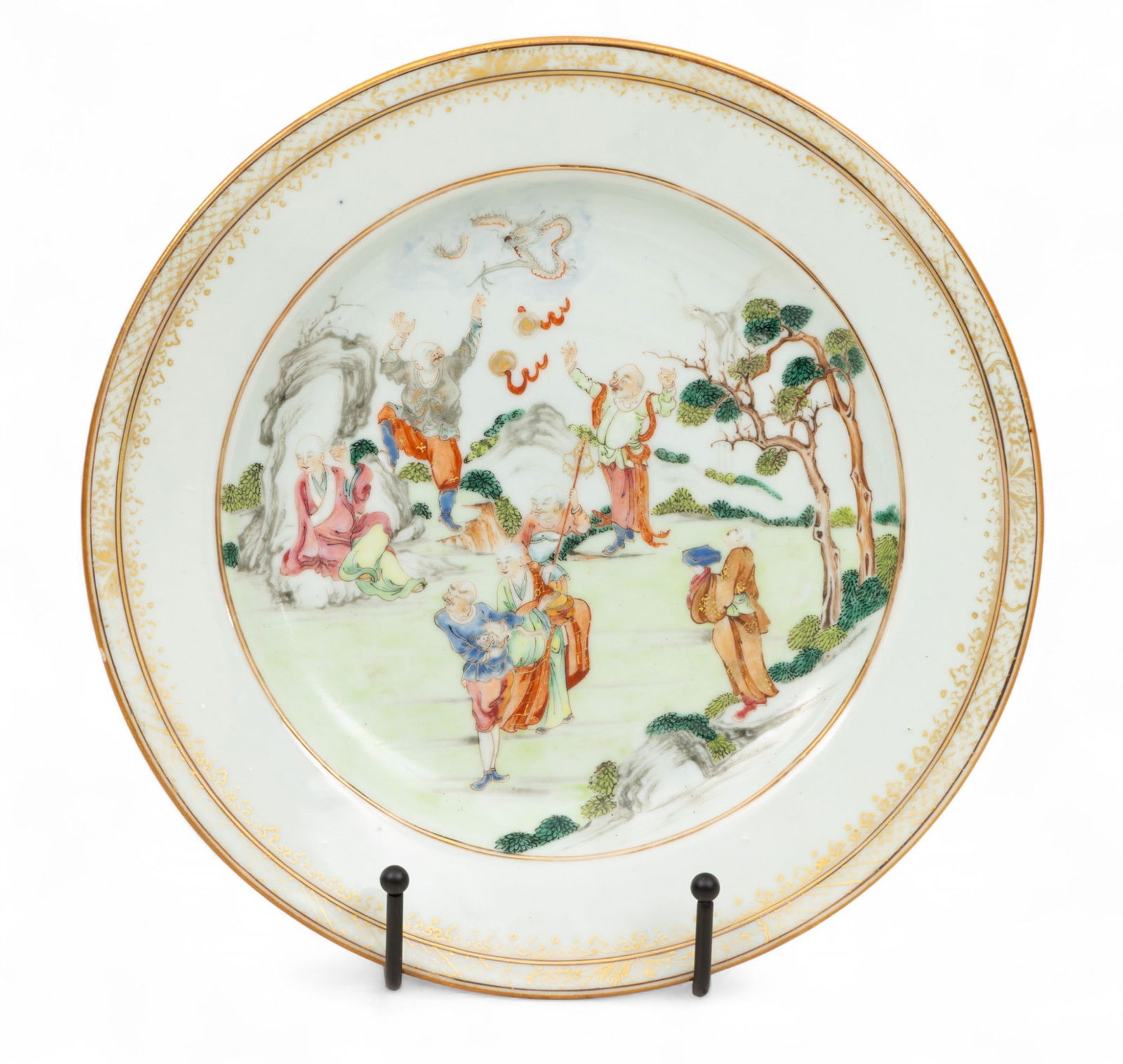 Chinese Export Famille Rose Porcelain Plate, 19th C., Dia. 9" (1 of 2)