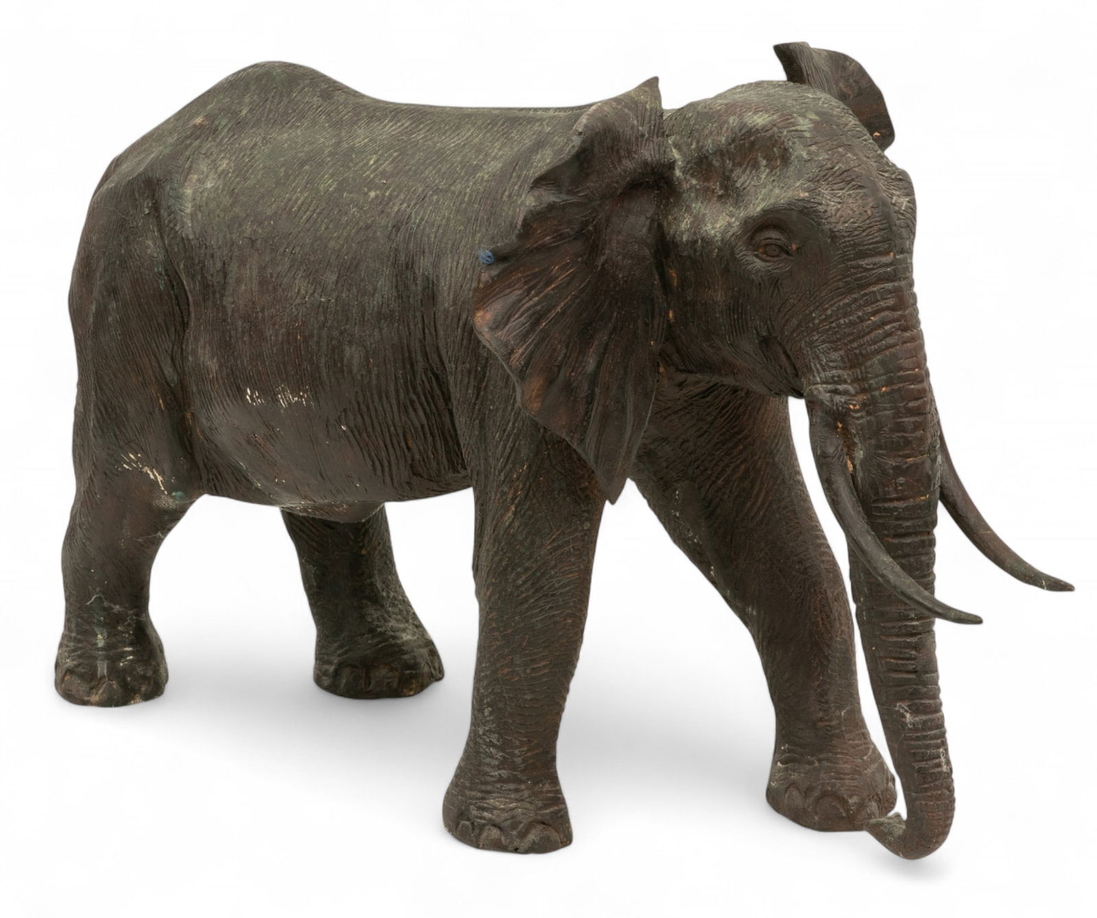 Japanese Style Bronze Sculpture 1960-1970, 'Elephant', H 12.5" W 10.5" L 19" (1 of 6)