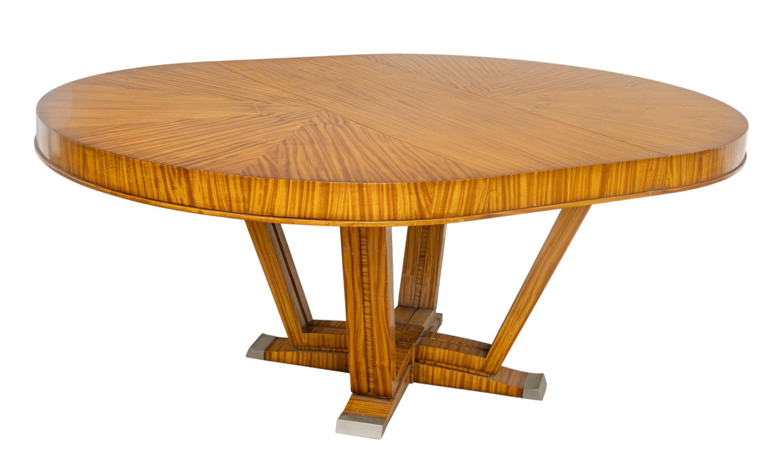 Lucien Rollin for William Switzer Mersier Round Movingui Veneer Dining Table Dia. 55" 2 PCS (1 of 8)