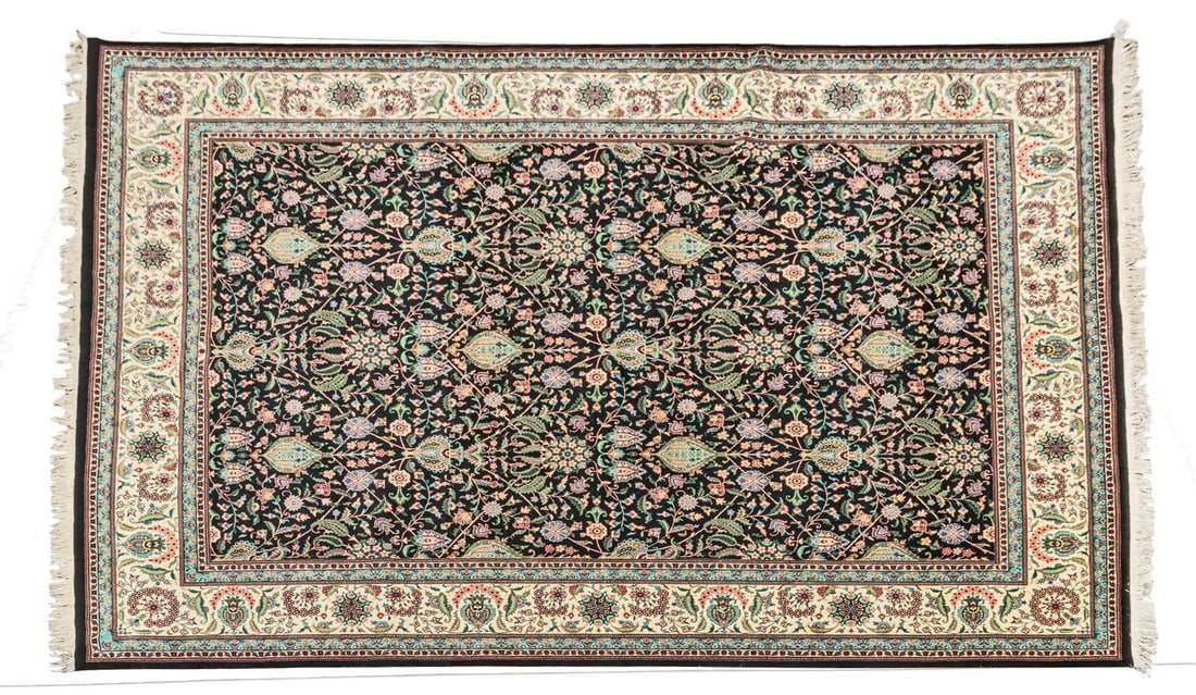 Indo-Persian Tabriz Style Hand Knotted Wool Rug, Late 20th C., W 8' 11" L 12' 4" (1 of 7)
