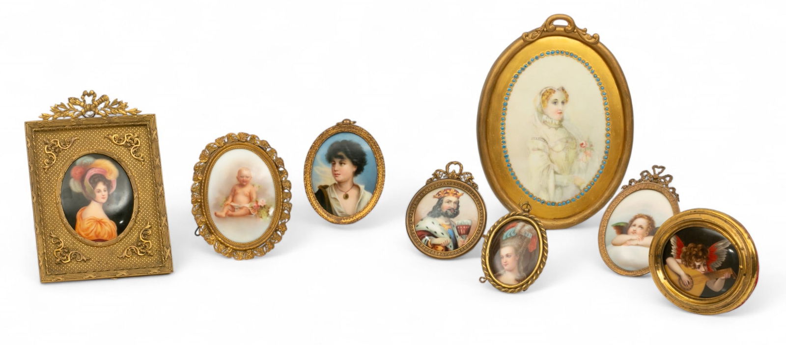French Framed Paintings on Porcelain Grouping 1900, 8 PCS (1 of 2)