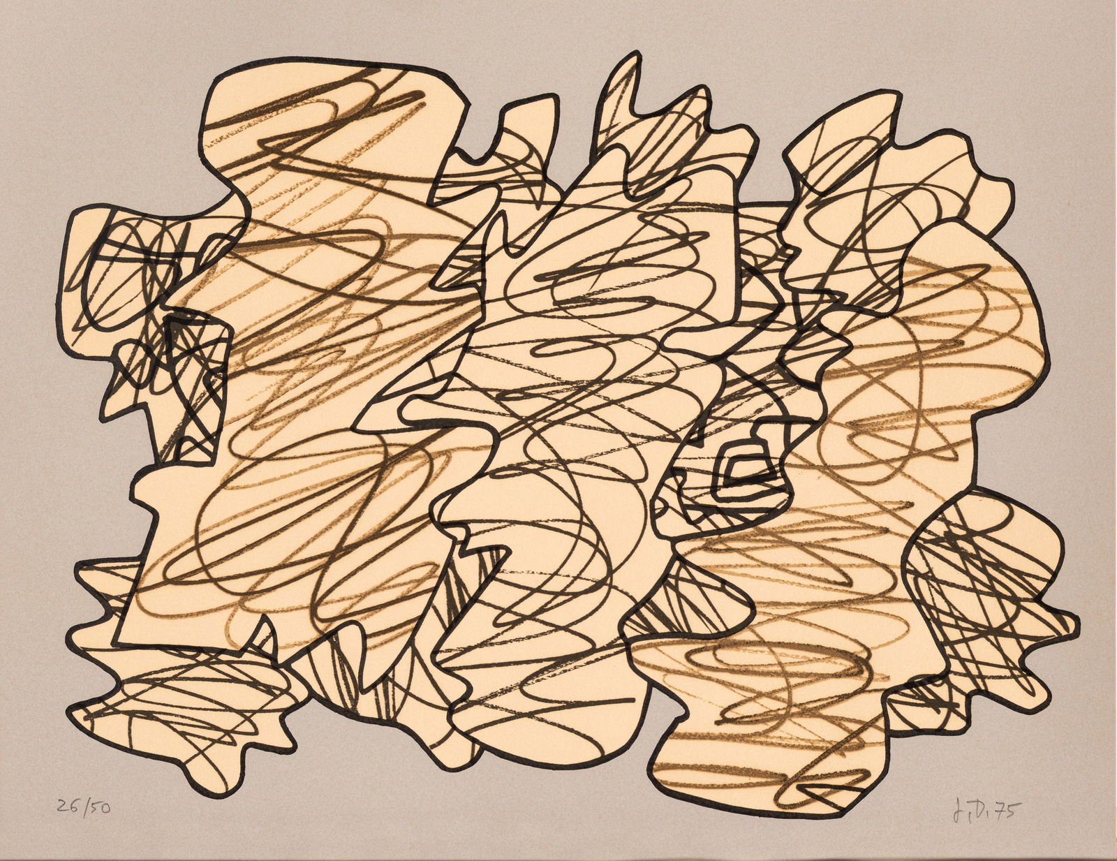 Jean Dubuffet (French, 1901-1985) Screenprint in Colours, on Arches Paper 1975, 'Recit', H 13" W: Jean Dubuffet (French, 1901-1985) Screenprint in Colours, on Arches Paper 1975, 'Recit', H 13" W 16.7" Initialed in pencil lower right, dated and numbered 26/50, published by Pace Editions, Inc., New